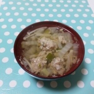 余った餃子の具であっさり肉団子スープ♪